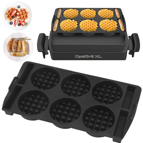 Placas para Gofres Compatibles con Tefal Optigrill XL, Bandeja para Hornear para Gofres de Silicona, Accesorios para Parrilla de Contacto para Tefal OptiGrill Elite XL, Plus + XL, Elite Plus XL