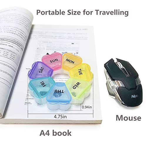Image of MOLN HYMY Large Weekly Pill Box 7 Day, Pill Case Organizer 1 time a Day, Floral Pill Container Once Daily, Pretty Medicine Dispenser for Vitamin /Fish Oil /Medication /Supplements