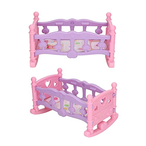 Cryfokt Lit de bébé pour Maison de Poupée, Accessoires de Meubles Miniatures Sûrs pour Chambre à Coucher, Berceau Décoratif pour Enfants, Matériau ABS, échelle 1:12, pour Les Réunions d'enfants