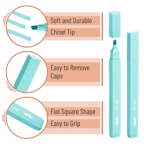 Image of Mr. Pen na aesthetic highlighters, 8 pcs, chisel tip, pastel colors, cute bible highlighters no bleeding
