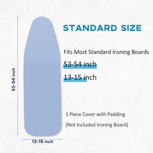 Image of Ironing Board Covers with Padding Standard Size, RAINHOL Blue 15 inchx54 inch | Extra Thick Aluminum Coated Iron Table Cover, Stain & Scorch Resistant Surface, Elastic Edge