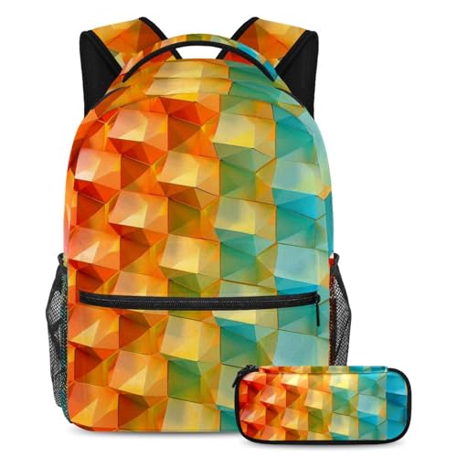 Sac à dos géométrique coloré ergonomique contre le désordre scolaire