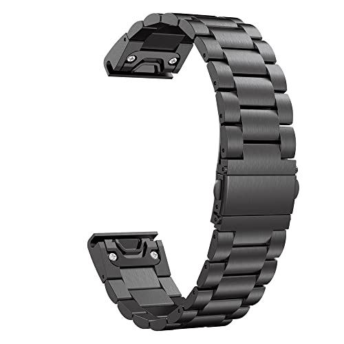 Bracelet acier Garmin Fenix 7 6 5 élégance métal noir pour Forerunner