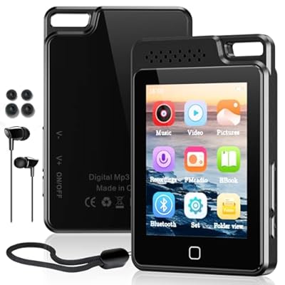 64GB Reproductor MP3 Bluetooth 5.3, Pantalla táctil Completa de 2,4 Pulgadas, Cubierta de Metal, Reproductor de MP3 portátil con Altavoz, grabación de Voz, Radio FM | Ya disponible en tu tienda friki favorita! En mundofriki.es!