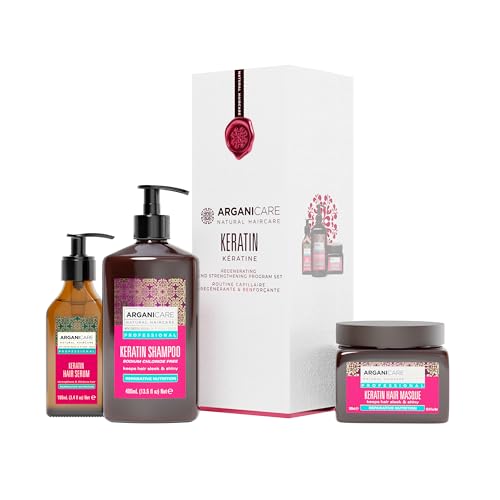 ARGANICARE | Shampoo + Mask + Keratin Serum | Intensely Regenerates Hair | Prevents & Treats Split Ends | Soft & Shiny Hair | Made in France | 400ML + 500ML + 100ML