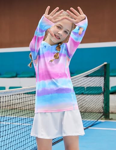Zaclotre Kids UPF 50+ Sun Shirt Girls Quick Dry Sun Protection Clothing Athletic Hoodie with Thumbholes3