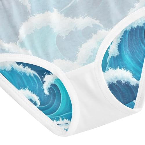 Ocean Waves Blue Turquoise Toddler Girl Underwear, Girl Underwear, 2T–8 Years4