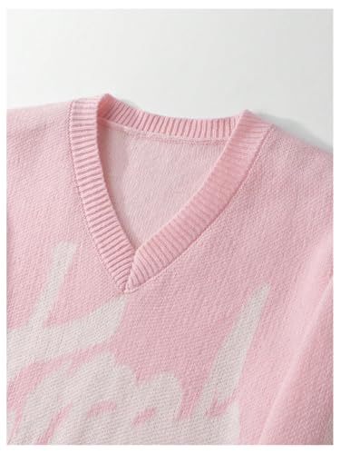 Men's Aesthetic Graphic Sweaters Y2k V Neck Oversized Sweater Lightweight Long Sleeve Baggy Knit Pullover Tops3