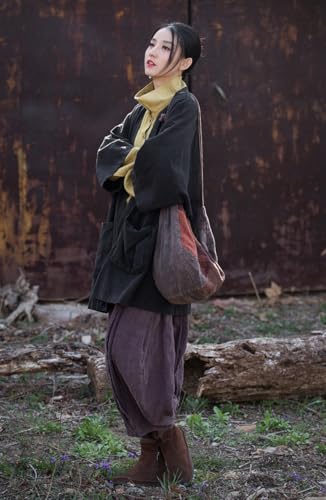 Women's Ramie Loose Fit Windbreaker Jacket Kimono Sleeve with Pockets Coat Casual Oversized Outerwear4