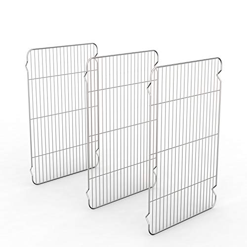 Large Cooling Racks 3 Pack Zacfton Baking Racks 3 Pack Stainless Steel Baking Racks for Cooking Baking Roasting Grilling Cooling Fit Various Size Cookie Sheets Oven Health Dishwasher Safe