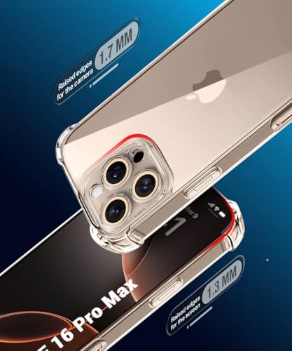 Image of WOW IMAGINE Clear Back Cover Case for iPhone 16 Pro Max | Shockproof Soft TPU Case | Cushioned Edges for Ultimate Protection Back Cover Case - Transparent