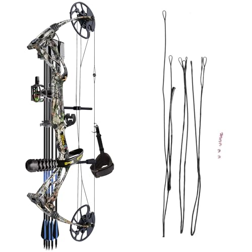 Sanlida Archery Dragon X8 Compound Bow Kit (Camo) and Dragon X8 Compound Bow Replacement String and Cable Kit 16 Strands