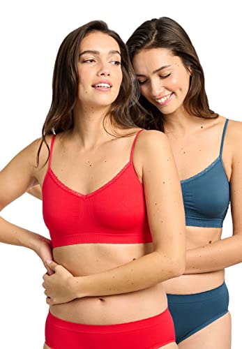 Brassière de Tous Les Jours Belle Lingerie Sexy sans Armatures Invisible Seconde Peau Fermeture adaptée Poitrine tombante Femme Petit Bonnet Rouge/Bleu Cover