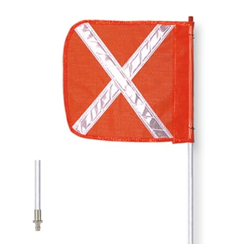 Checkers Heavy Duty Quick Disconnect 12″ Orange with White X Warning Whip Safety Flag with 8′ Pole – Industrial Safety Flags for Trucks, Mining, Construction – Made in the USA – FS8X-QD-O