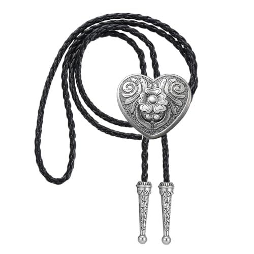 Image of Joxevyia Bolo Tie for Men Vintage Cow Skull Leather Rope Western Cowboy Necktie Vintage Bola Tie Gift for Him
