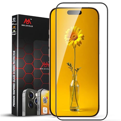 Image of Mr.Shield HD+ Screen Protector for iPhone 14 Pro, 9H Hardness Tempered Glass Screen Guard, Military Grade Protection, Easy Install, Case Friendly