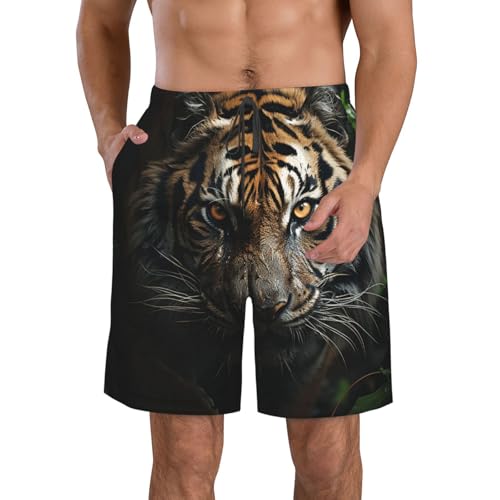 Men's Swim Trunks A Tiger in The Dark Quick Dry Board Shorts Mens Bathing Suit Beach Swimwear with Pockets