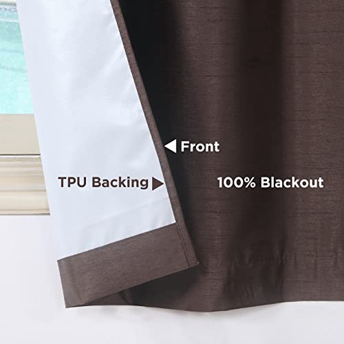 Dearl%K 3Pc Full Blackout Kitchen Curtains And Valances Set Cafe Curtains With Backing Faux Silk Window Valance And Tiers Set For Bathroom, Cafe(54” X 14” +26” X 36” X 2Pcs, Brown) #TOP3