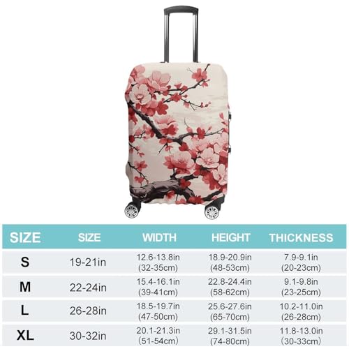 Japanese Floral Cherry Blossom Luggage Cover, Washable Elastic Suitcase Cover Protector Fit 18-32 Inch Luggage2