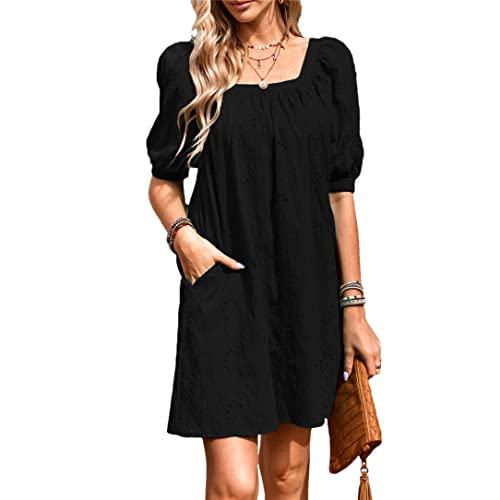 Robe d'été légère col carré pour silhouette harmonieuse et fraîcheur quotidienne L