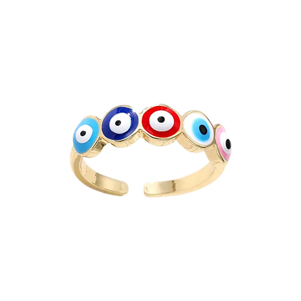 VIE Evil Eye Ring, Gold, Style #03, Multicoloured