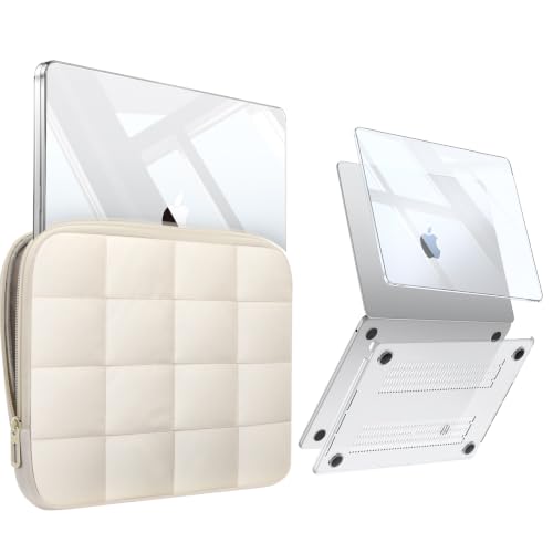 Fintie Hülle Kompatibel mit MacBook Air 13.6 Zoll M5 M4 M3 M2 (2026-2022) A3449 A3240 A3113 A2681 Ultradünne Hartschale Schutzhülle und Laptoptasche für MacBook Air 13.6 Zoll Beige