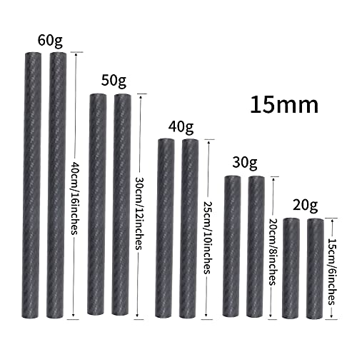 Image of FocusFoto 15mm Carbon Fiber Rods 30cm /12inch Length for 15mm Rod Rail Support System DSLR Camera Rig (Pack of 2)