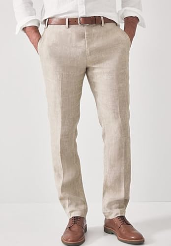 Men's Slim Fit Linen Blend Dress Pants Casual Lightweight Summer Beach Trousers3