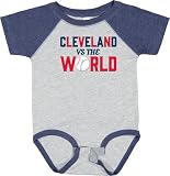 inktastic Cleveland Vs. the World Blue and Red with Baseball Baby Bodysuit 6 Months Baseball Heather and Navy 2b290