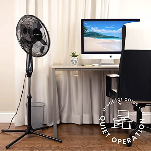 NEXAIR Oscillating 16 Inch Pedestal Stand Up Fan, Quiet Operating Room Fan With Remote Control, 3 Speed Stand Fan for Bedroom, with Adjustable Height, Standing Fan Great For Office & Living Room… - Thumbnail 2