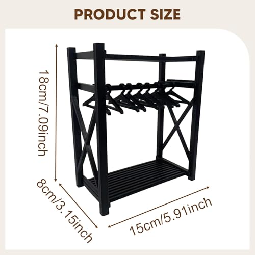 Armario para Casa de Muñecas con 10 Perchas de Material PP Negro 3
