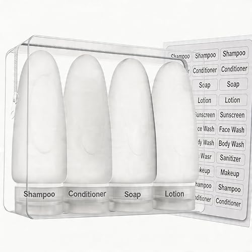 Image of Dot&Dot Leak Proof Travel Bottles - Tubes for Liquid TSA Approved 3oz Silicone Toiletries Travel Shampoo & Conditioner Containers with Labels