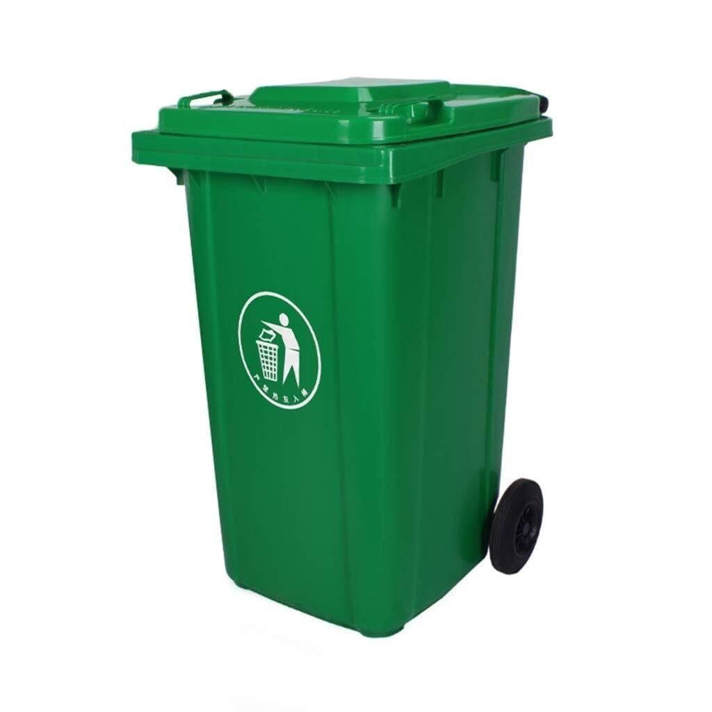 Poubelle extérieure 120L verte avec couvercle plastique pour cuisine