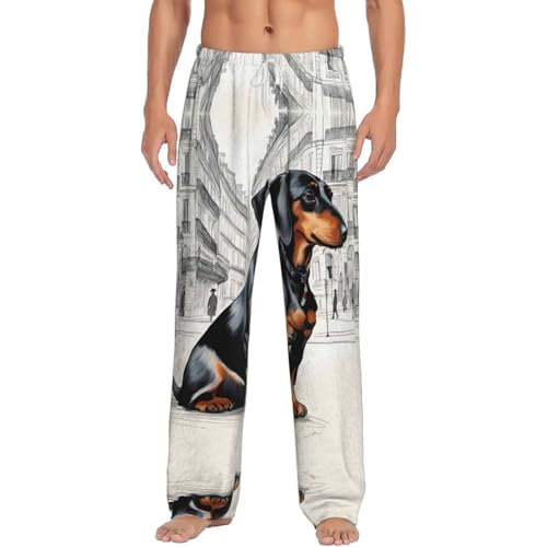 Pantalon de pyjama homme teckel imprimé en coton léger pour la nuit