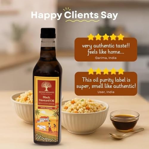 Image of Jeevan Sanskriti Black Mustard Oil 1L x 5 | Wood | Pressed Cold Pressed Lakdi Ghani | Pure | Natural | Unrefined Cooking & Massage Oil | 5Litre