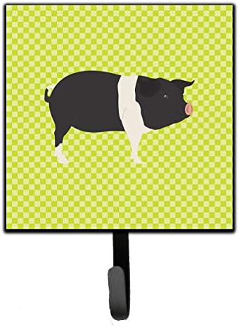 Caroline's Treasures BB7765SH4 Hampshire Pig Green Leash or Key Holder, Wall Hooks, Key Hooks Holder, Coat Rack Wall Mount, Coat Hooks, Hooks for Hanging Keys, Towels, Aprons, Leashes, image 2