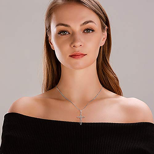 Celtic Cross Necklace Women, 925 Sterling Silver Knot Pendant Necklace, Irish Religious Jewelry for Wowen 21.2"2