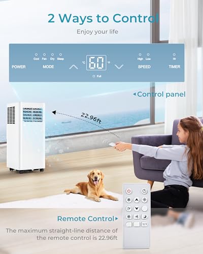 Image of EUHOMY Portable Air Conditioners 8,000 Btu, 3 in 1 Portable Cooling AC with Dehumidifier, Fan, Sleep Modes, AC Unit with Remote Control & 24H Timer for Bedroom, Rooms, Apartments up to 350 Sq.Ft.