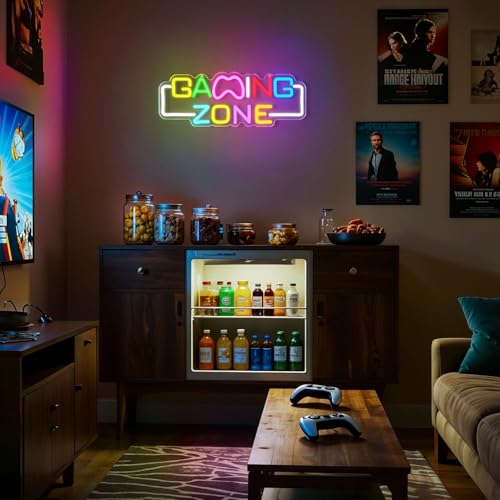 Image of Gaming Zone Neon Sign for Wall Decor - LED Neon Lights with USB Power & Dimmable Brightness,Cool Game Controller Neon Sign for Bedroom,Game Room,Man Cave,Gamer Decor