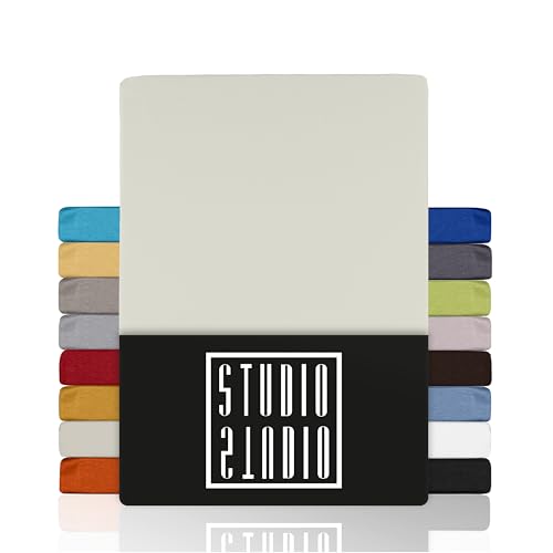 Vision - Spannbettlaken 160x200cm - Beige - 100% Baumwolle 5 STUDIO Basic Spannbettlaken 140x200cm, 100% gekämmte Baumwolle, Oeko-TEX 100, Markenqualität, Bettlaken Spannbetttuch 140x200 für alle gängigen Matratzen bis 25cm Höhe - Schnee