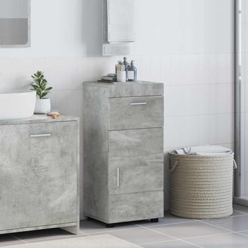 Mokuyary Tulum Ensemble d'armoire de salle de bain Gris béton 37 x 31,5 x 82 cm - Commode de salle de bain pour salle de bain, cuisine, salon, couloir
