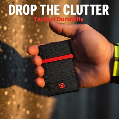 Image of RFID Minimalist Slim Wallet for Men and Women, Holds Up to 12 Cards, Cash, Key Thin and Lightweight Credit Card Holder (Black Microfiber - Inferno Edition)