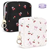2 Necesser Nena Petit per a Compreses Organitzador Borsa Menstrual Mujers per a Compreses Algodon Salvaslip Postpart Tampons Mini Necesers de Viatge Portàtil Regal Adolescents Nenes(Negre&Beix)