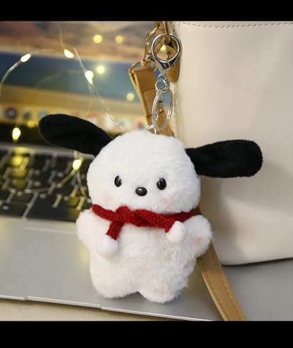 Image of Plush Keychain, Cute for Girls, Fashionable Bag Charms for Handbags, 12cm High, Cute Image Keychain of White Puppy