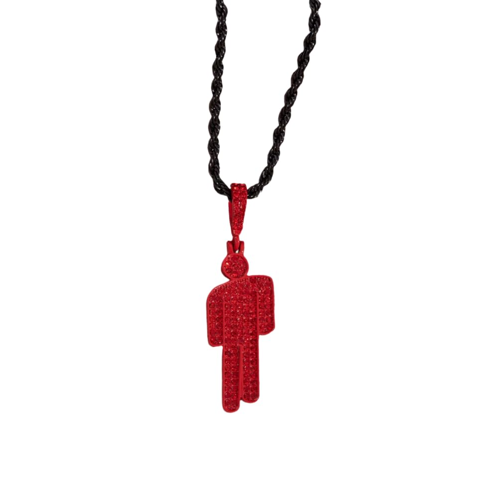 AOLIAY Damen & Herren Bunte Menschliche Diamanten Halskette aus Edelstahl,Lustige Mehrfarbige Simulierter Diamant Anhänger,Cubic Zirkonia Steinen Kette Zubehör,Mode Hip Hop Accessoires Schmuck