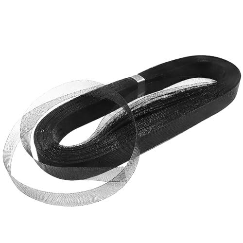 Image of Marvexi 50 Yards Black Soft Horsehair Braid, 1Inch Polyester Boning Sewing Wedding Dress, Dance Gowns Dress Shaping Trimming Accessories for Weddings/Dance Events