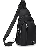 Seoky Rop Small Sling Bag for Men Women Water Resistant Nylon One Strap Shoulder Crossbody Bag for Travel Casual Daily Black