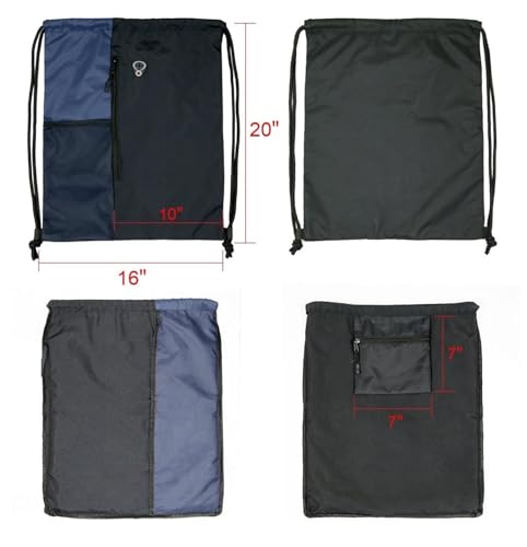 Image of ALASKA Drawstring Backpack Sports Gym Bag Large Size (18 Inch x 14 Inch) for Women & Men, Large Size With Two Zipper Pockets and Water Bottle Mesh Pocket.