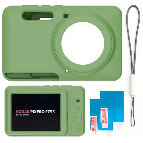 Image of Case for Kodak PIXPRO FZ55,FZ55 accessories,Soft Silicone Protective Case,Comes with 2 Screen Protectors and 1 Wrist Strap - Matcha green
