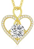 Seelove Collar con colgante de corazón de moissanita, novia